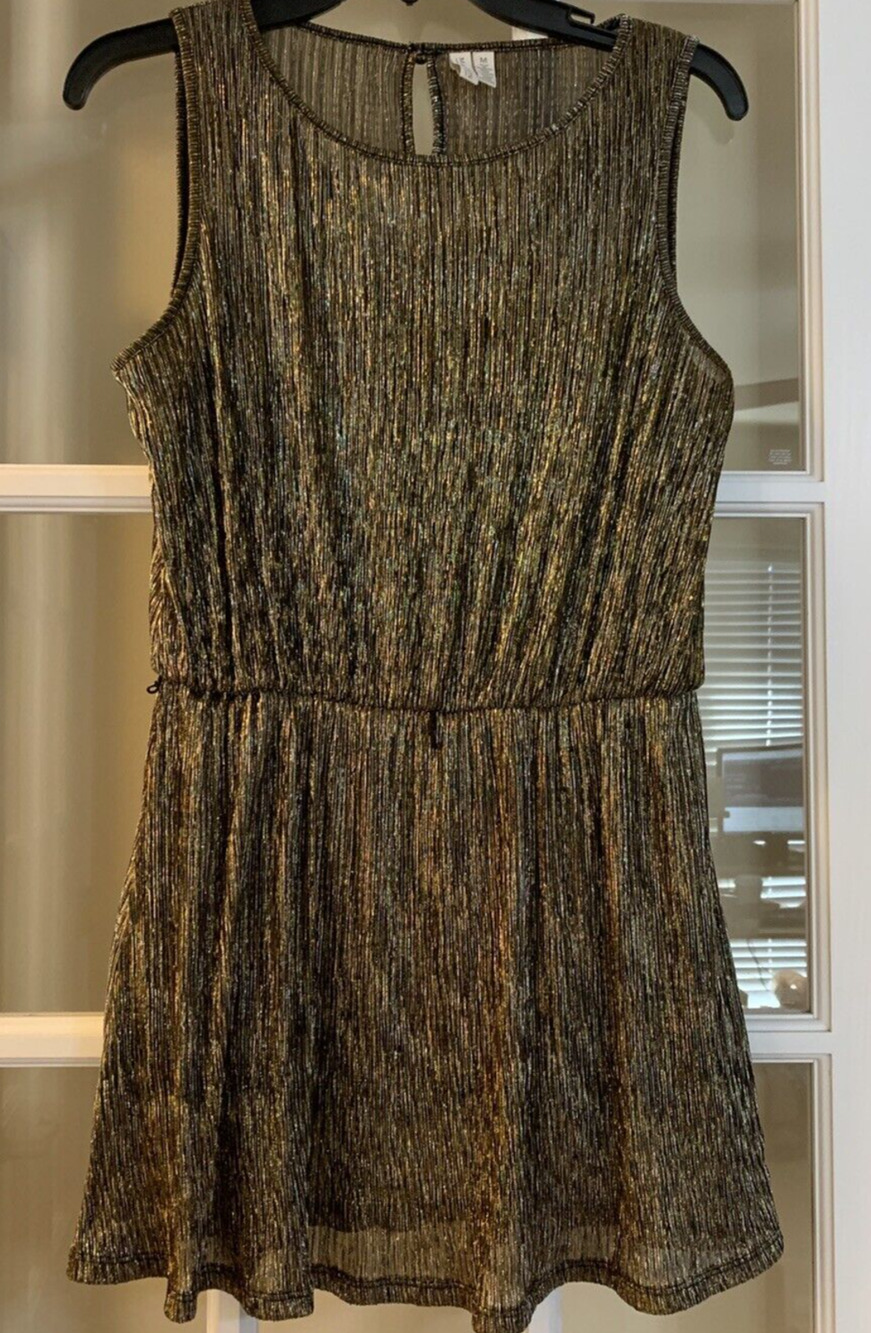 Madison boutique metallic gold sleeveless mini dress classy short dress MED